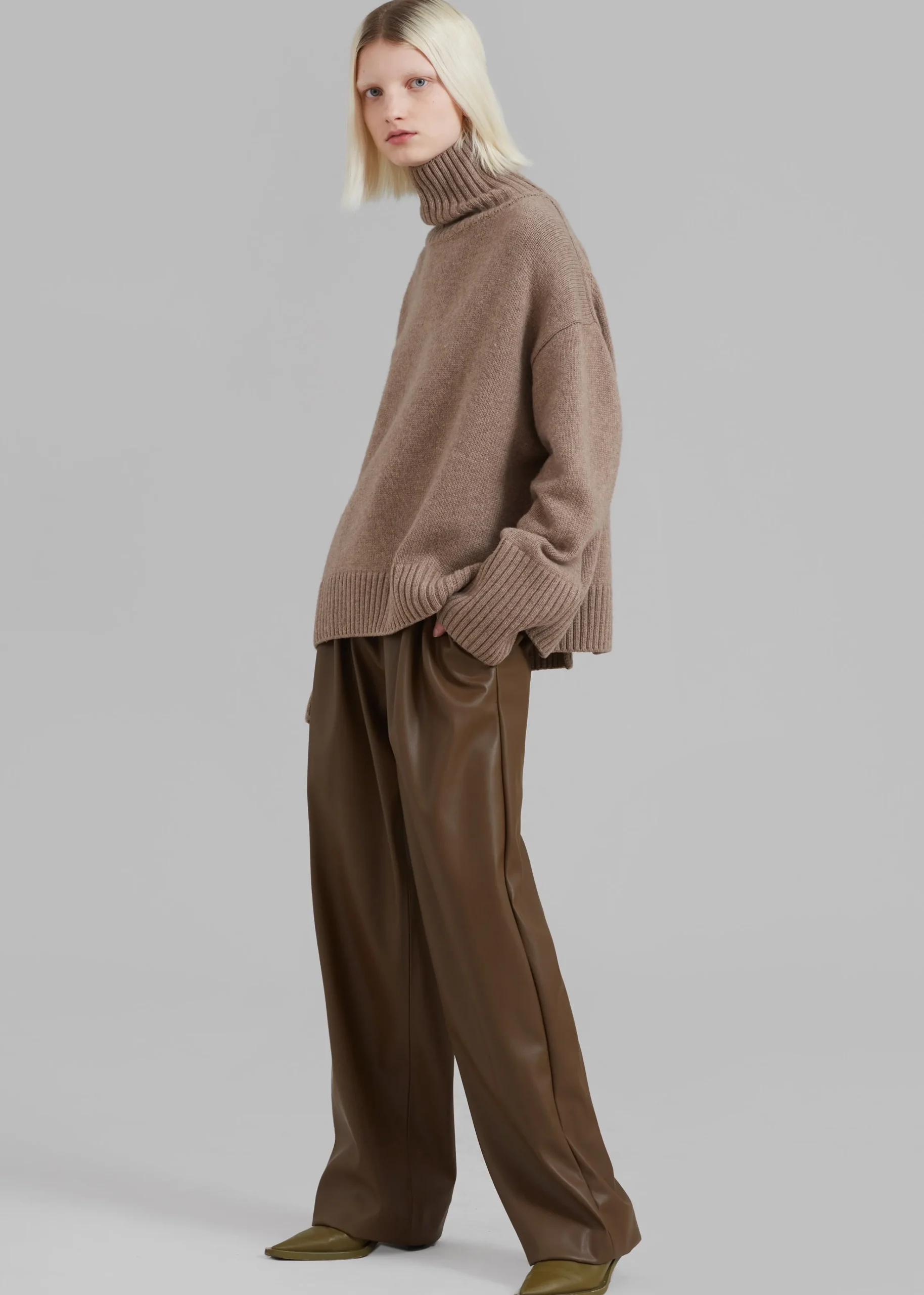 The Frankie Shop Liana Open Back Sweater Taupe