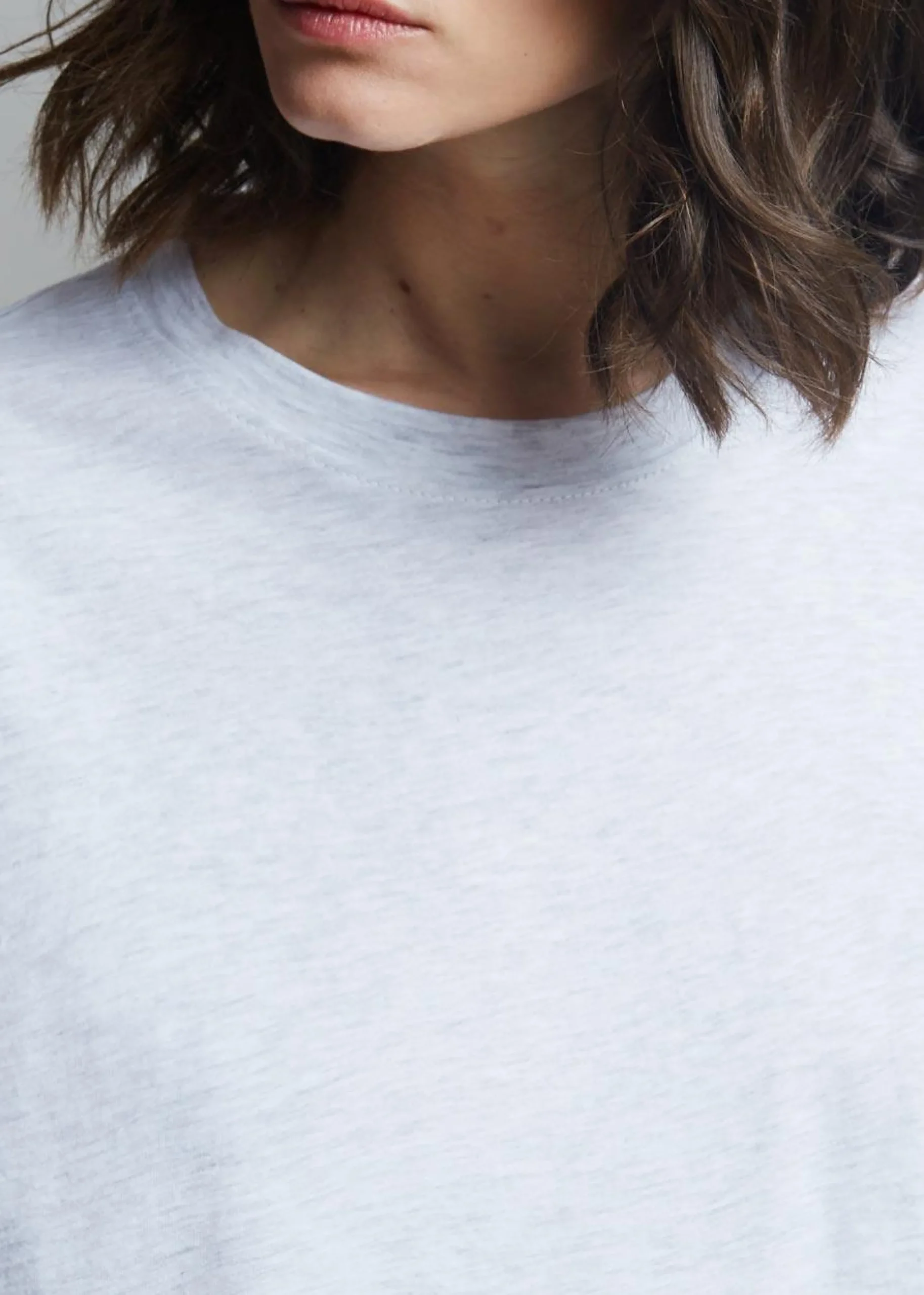 The Frankie Shop Lilou Simple Tee Light Grey Melange Hot