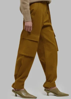 The Frankie Shop Lin Cargo Pants Dark Mustard New