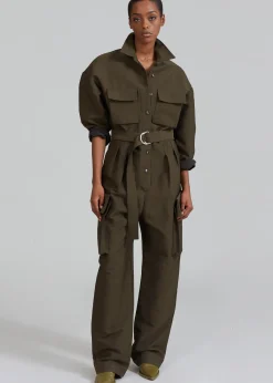The Frankie Shop Linda Jumpsuit Olive Best