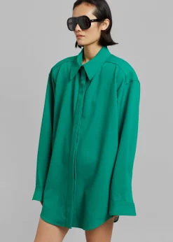 The Frankie Shop Lio Detachable Padded Shoulder Shirt Kelly Green Discount