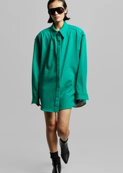 The Frankie Shop Lio Detachable Padded Shoulder Shirt Kelly Green Discount