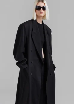 The Frankie Shop London Double Breasted Coat Black Clearance