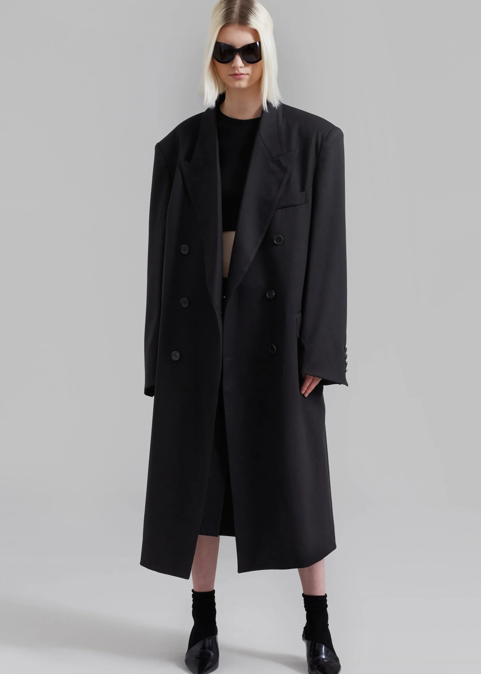 The Frankie Shop London Double Breasted Coat Black Clearance