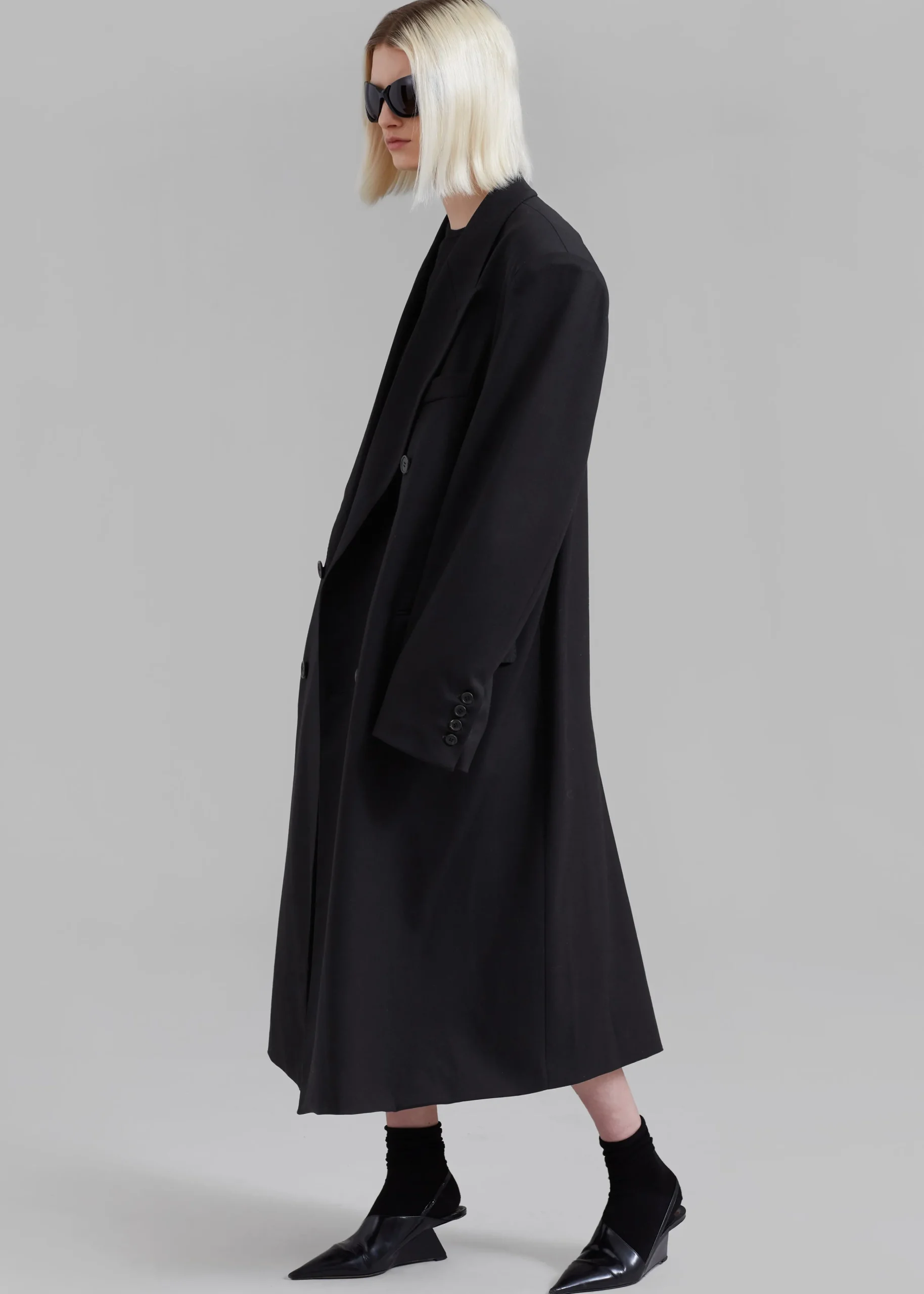 The Frankie Shop London Double Breasted Coat Black Clearance