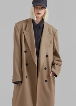 The Frankie Shop London Double Breasted Coat Taupe Sale