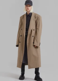 The Frankie Shop London Double Breasted Coat Taupe Sale