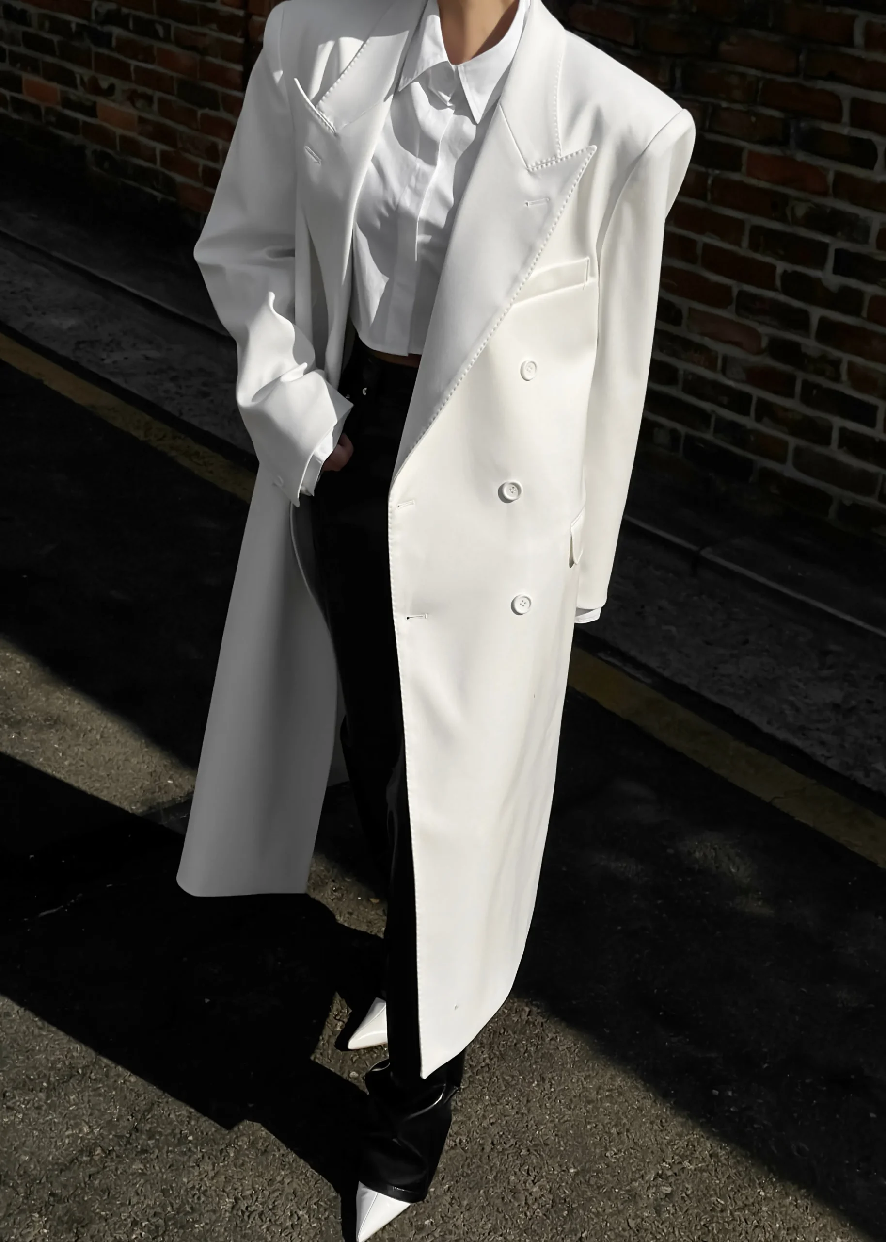 The Frankie Shop London Double Breasted Coat White Discount