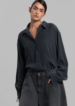 The Frankie Shop Lotta Fluid Shirt Charcoal New