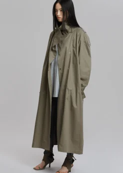 The Frankie Shop Lottie Wing Collar Trench Coat Olive Sale