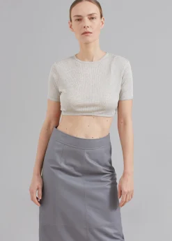The Frankie Shop Loulou Studio Adas Cropped Top Grey Melange Outlet