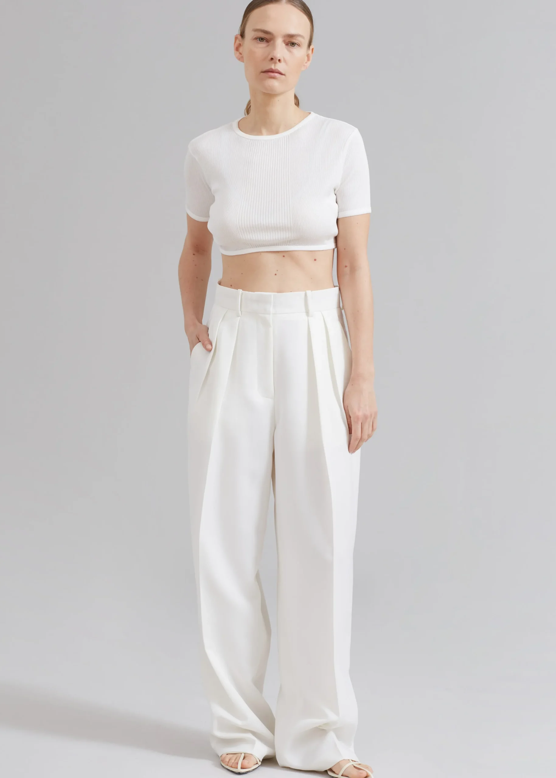 The Frankie Shop Loulou Studio Adas Cropped Top Ivory Outlet