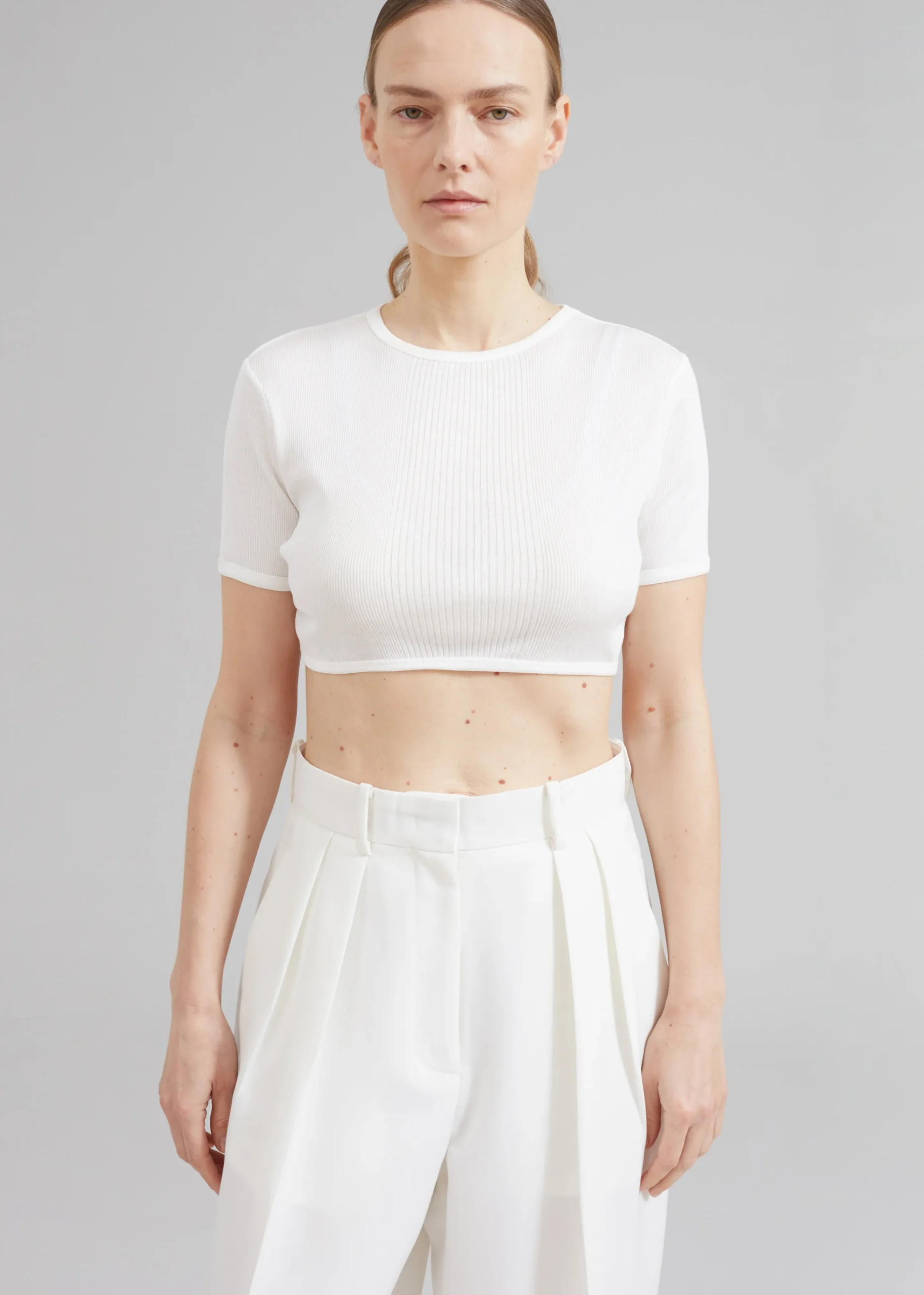 The Frankie Shop Loulou Studio Adas Cropped Top Ivory Outlet