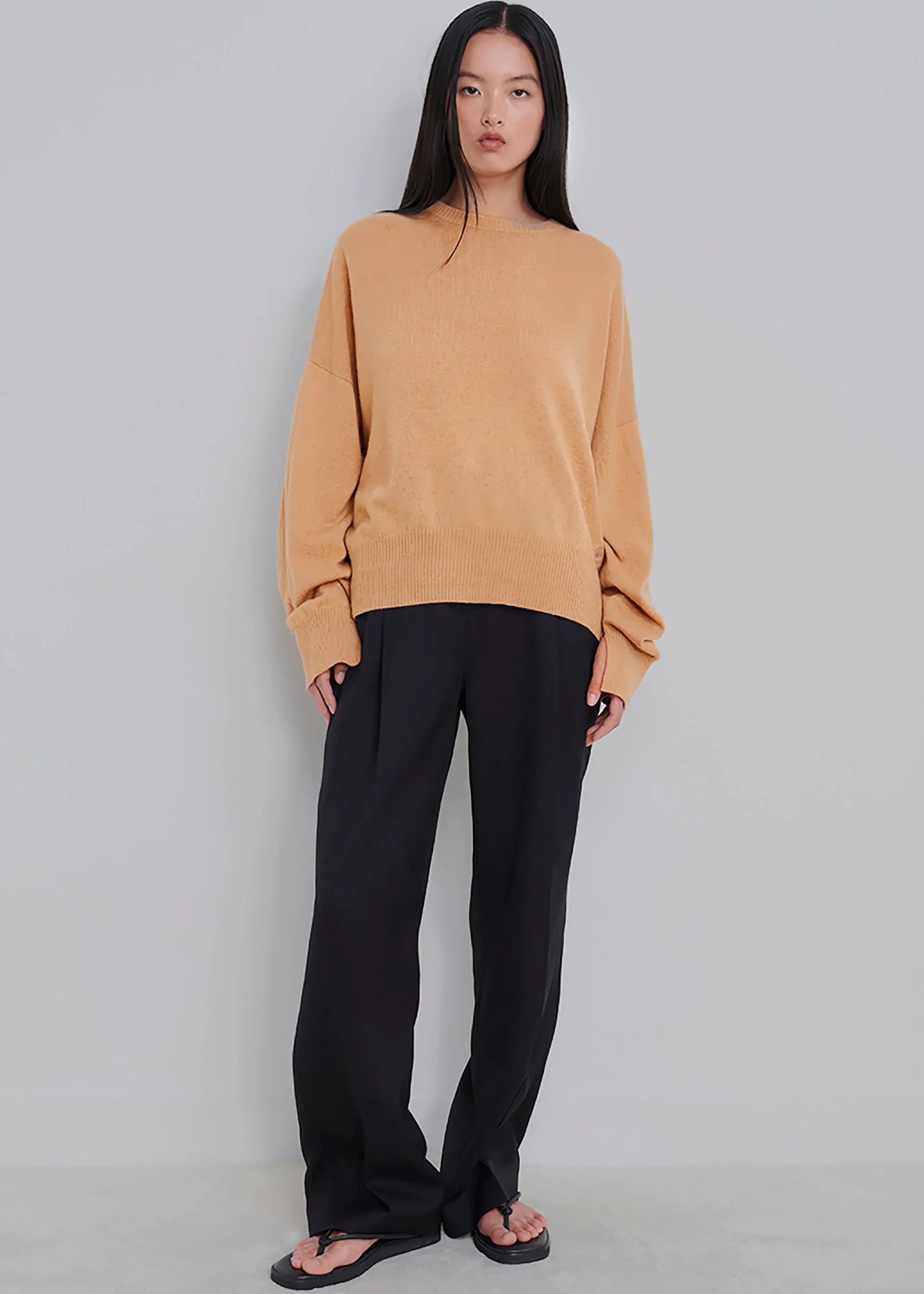 The Frankie Shop Loulou Studio Anaa Cashmere Sweater Camel Sale