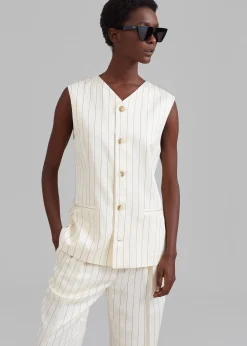 The Frankie Shop Loulou Studio Cetina Vest Striped Beige Outlet