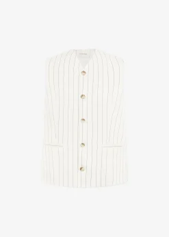 The Frankie Shop Loulou Studio Cetina Vest Striped Beige Outlet