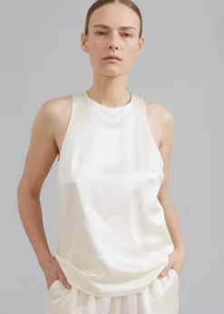 The Frankie Shop Loulou Studio Estor Silk Tank Top Ivory Online