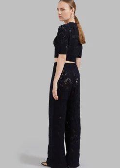 The Frankie Shop Loulou Studio Jaro Crochet Cropped Top Black Sale