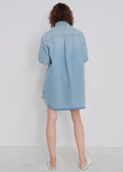 The Frankie Shop Loulou Studio Sant Shirt Dress Washed Light Blue Online