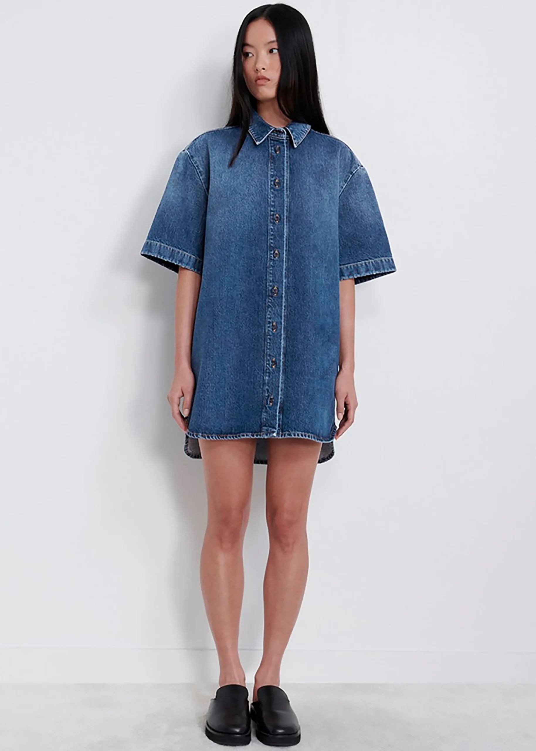 The Frankie Shop Loulou Studio Sant Shirt Dress Washed Blue Best