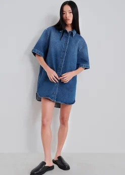 The Frankie Shop Loulou Studio Sant Shirt Dress Washed Blue Best