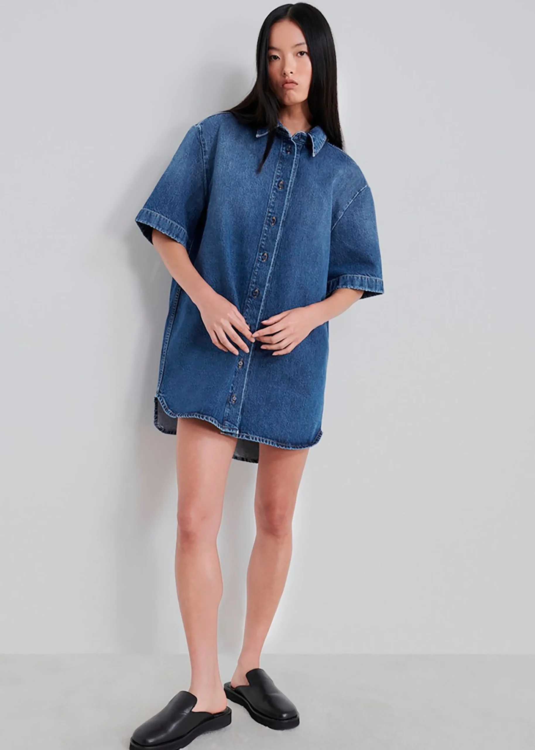 The Frankie Shop Loulou Studio Sant Shirt Dress Washed Blue Best