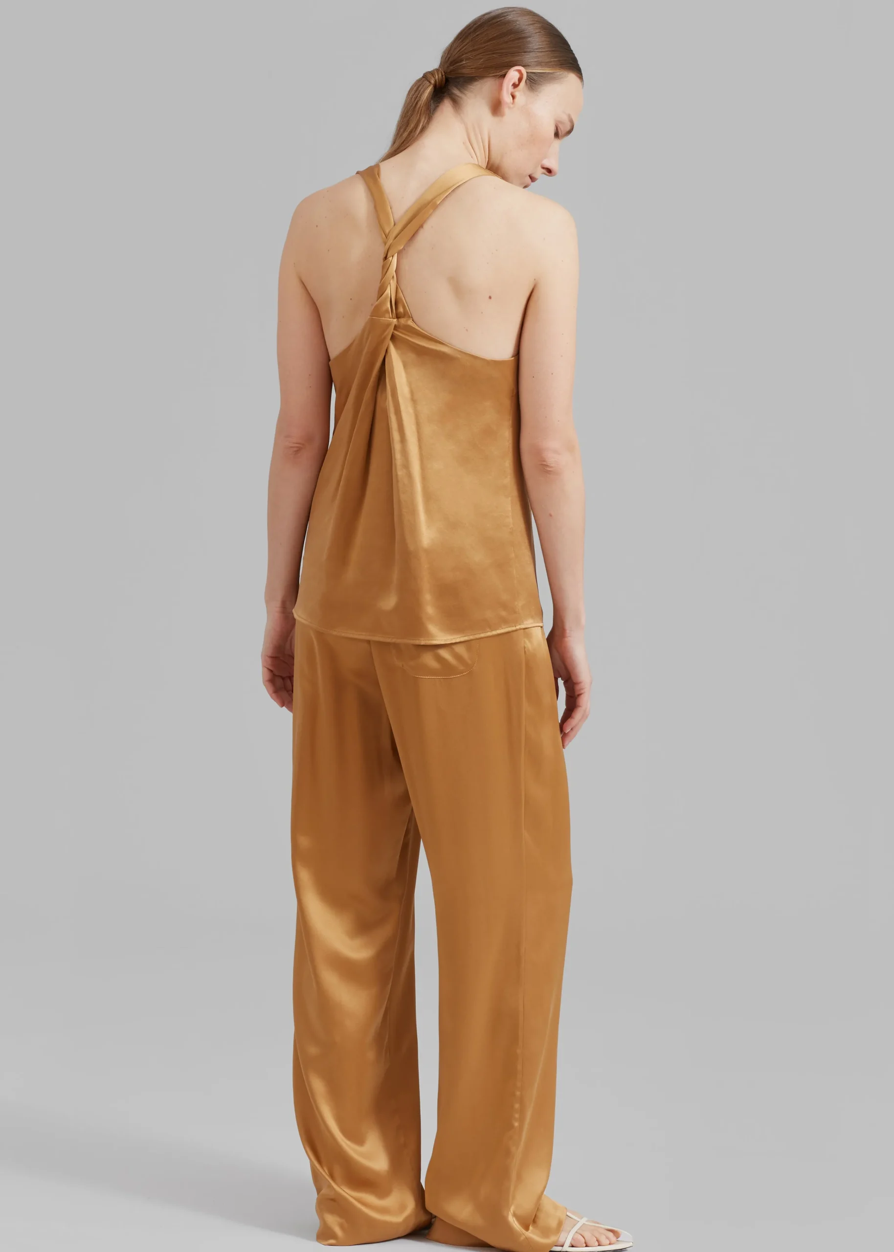 The Frankie Shop Loulou Studio Soma Silk Pants Camel Best