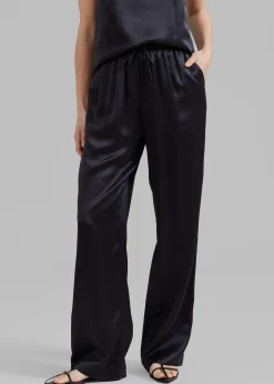The Frankie Shop Loulou Studio Soma Silk Pants Black