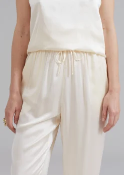 The Frankie Shop Loulou Studio Soma Silk Pants Ivory Online