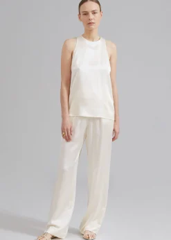 The Frankie Shop Loulou Studio Soma Silk Pants Ivory Online