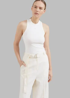 The Frankie Shop Low Classic Jersey Sleeveless Top Ivory