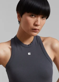 The Frankie Shop Low Classic Jersey Sleeveless Top Charcoal Outlet