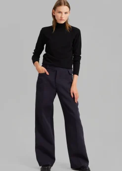 The Frankie Shop Low Classic Pocket Point Pants Navy Discount