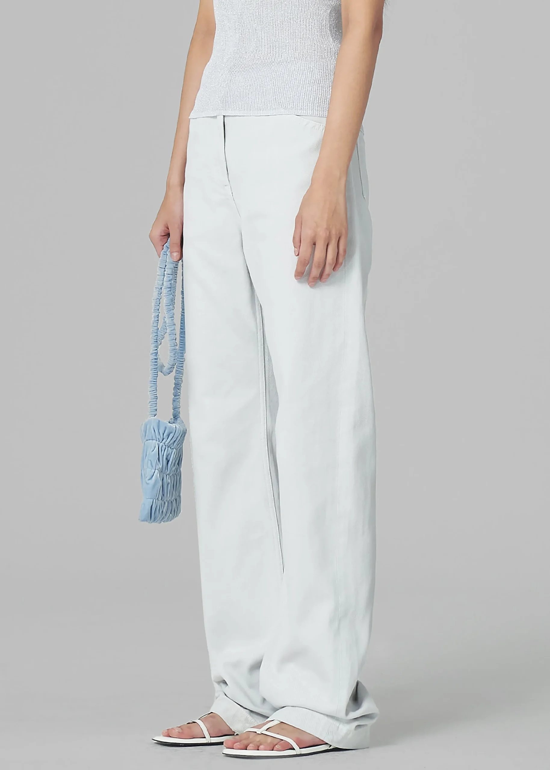 The Frankie Shop Low Classic Straight Fit Jeans White Grey