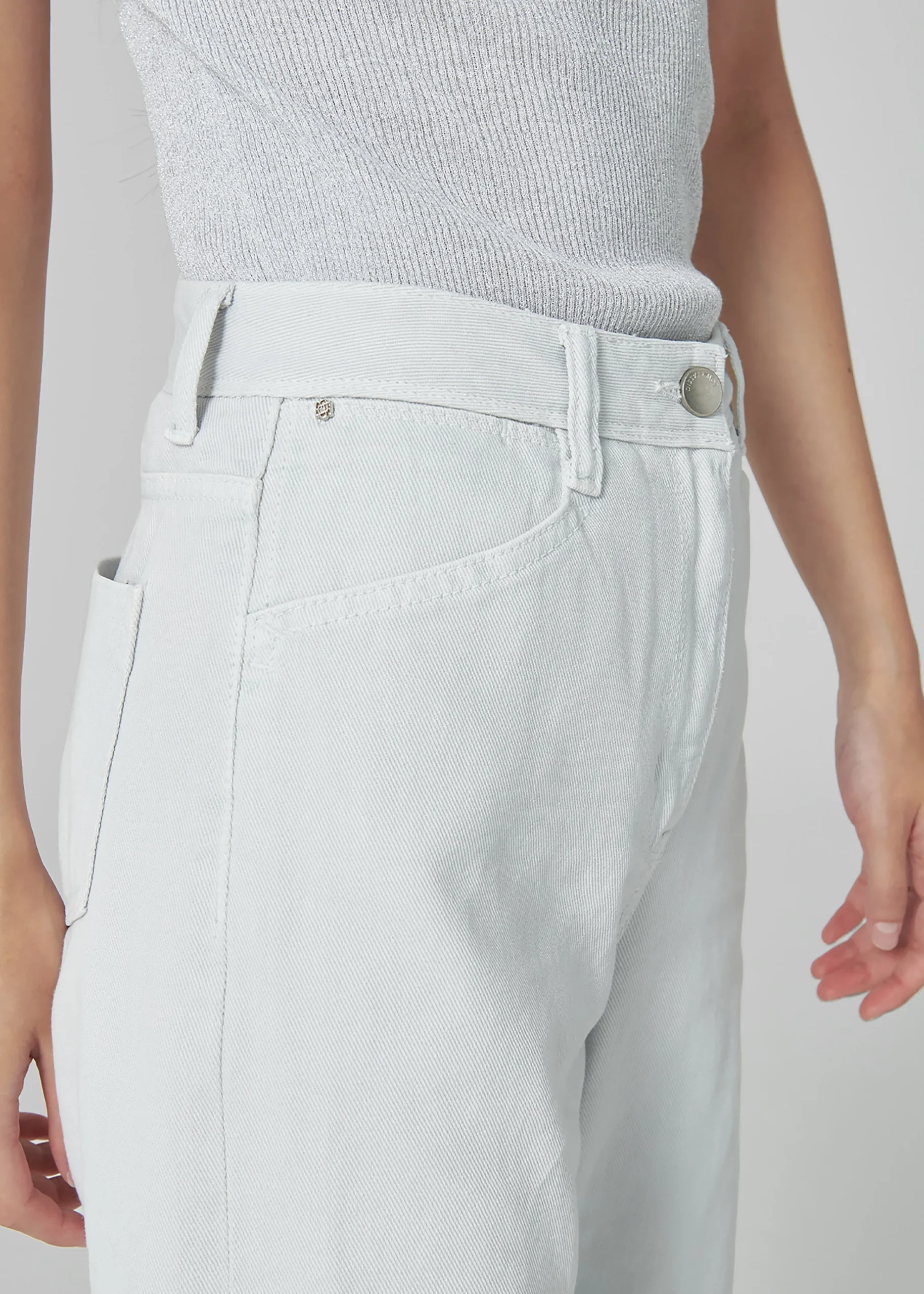 The Frankie Shop Low Classic Straight Fit Jeans White Grey