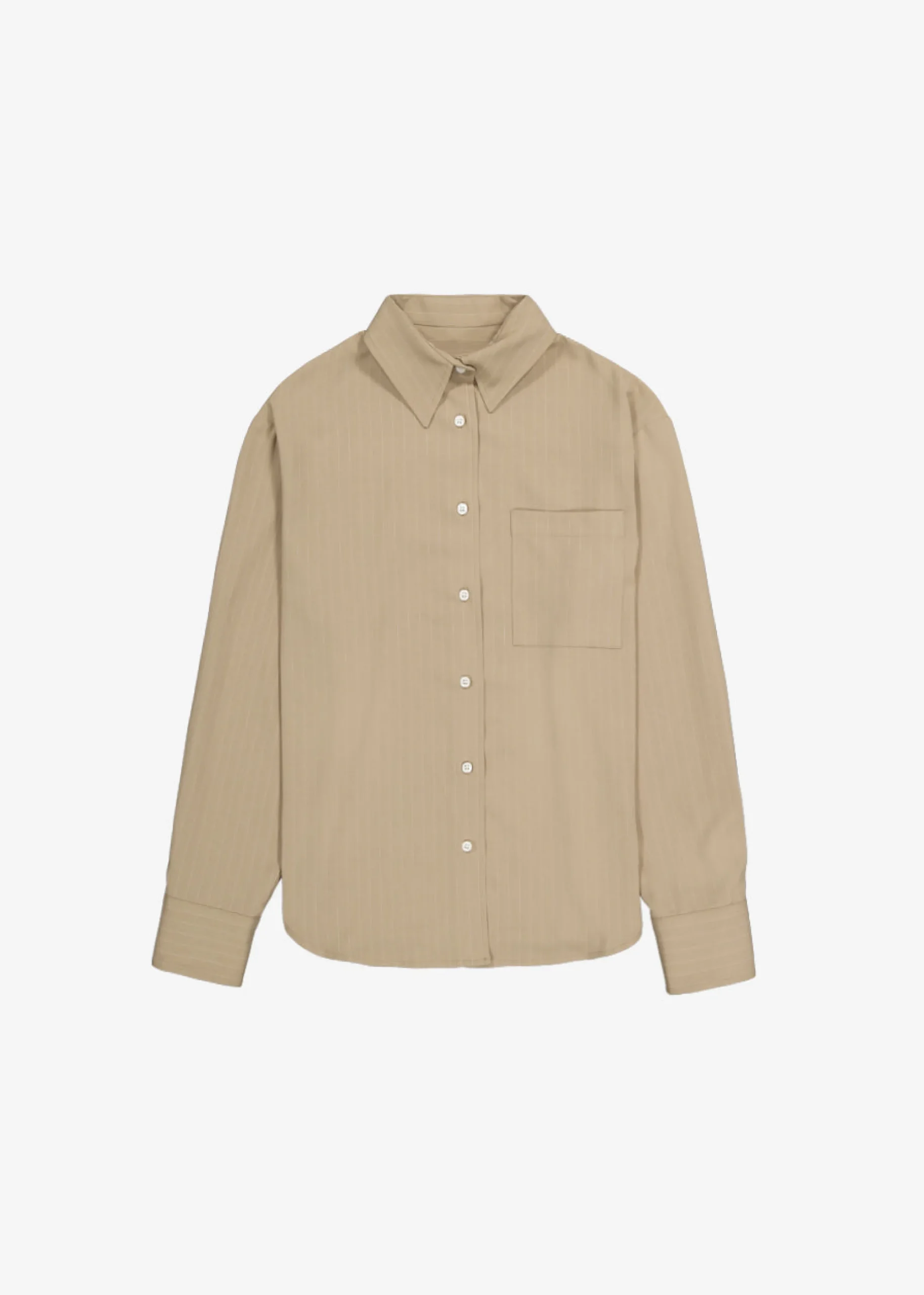 The Frankie Shop Lui Fluid Pinstripe Shirt Camel New