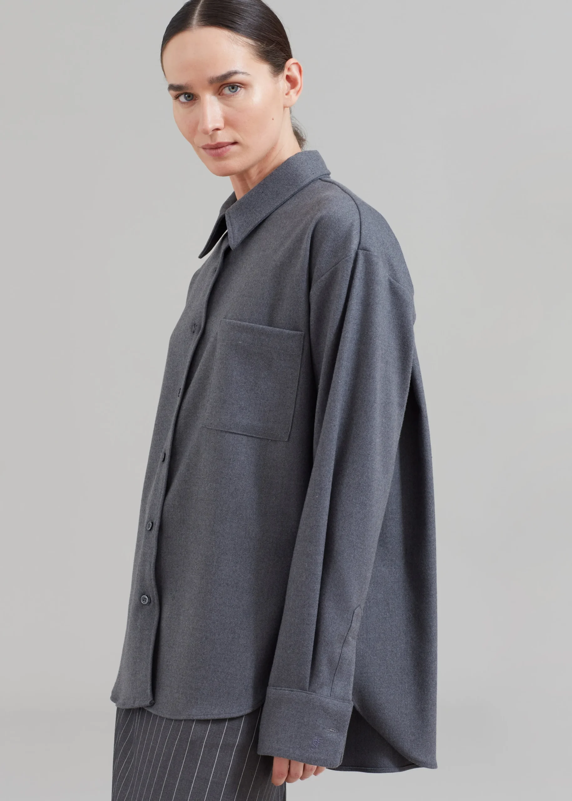 The Frankie Shop Lui Midweight Shirt Grey Online