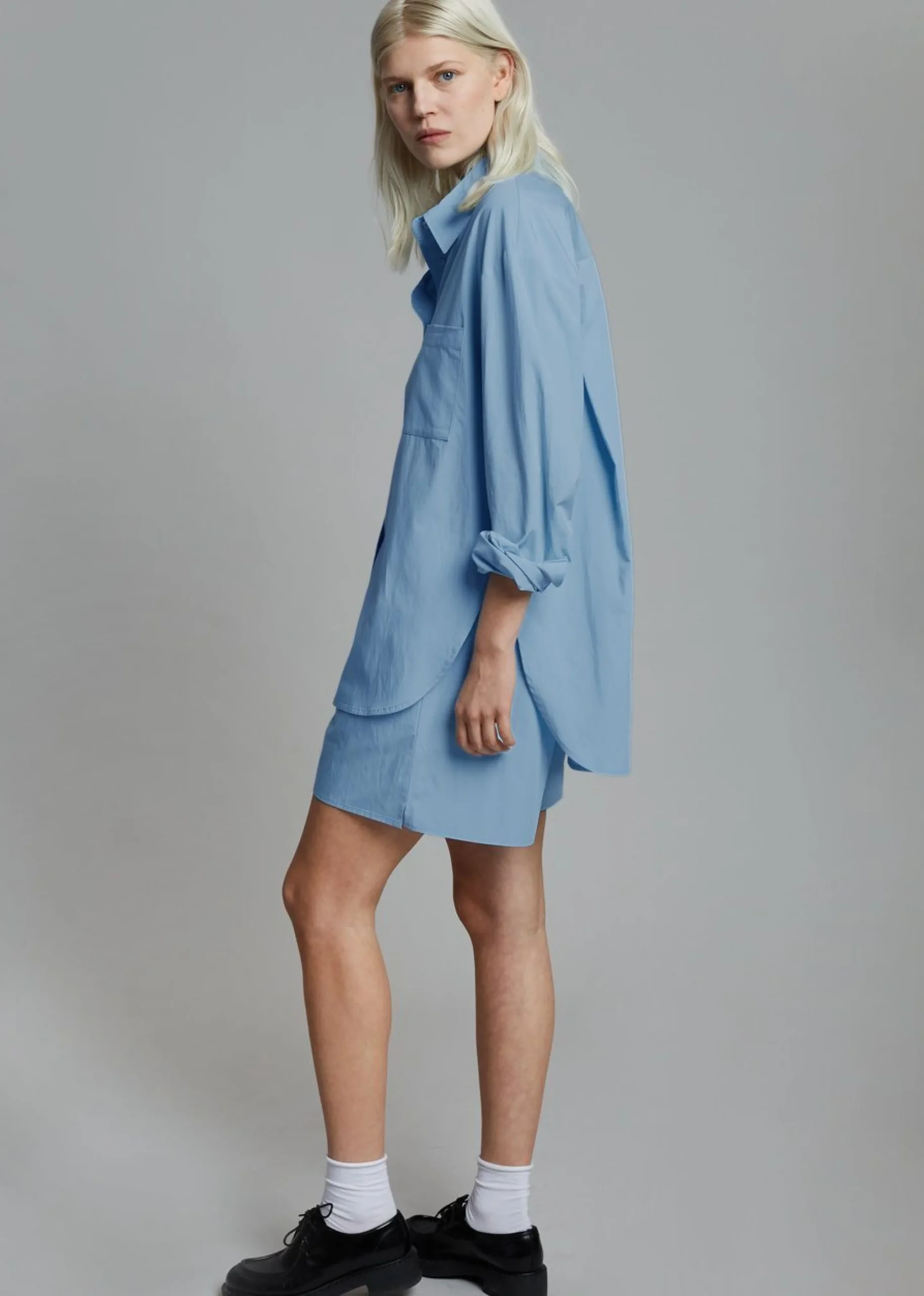 The Frankie Shop Lui Organic Cotton Boxer Short Blue Hot