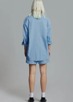 The Frankie Shop Lui Organic Cotton Boxer Short Blue Hot
