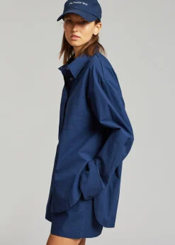 The Frankie Shop Lui Organic Cotton Shirt Navy Sale