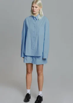 The Frankie Shop Lui Organic Cotton Shirt Blue Best