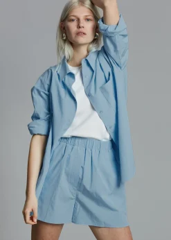 The Frankie Shop Lui Organic Cotton Shirt Blue Best