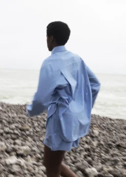 The Frankie Shop Lui Organic Cotton Shirt Blue Best