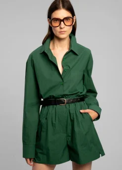 The Frankie Shop Lui Organic Cotton Shirt Hunter Green Best