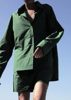 The Frankie Shop Lui Organic Cotton Shirt Hunter Green Best