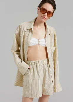 The Frankie Shop Lui Oxford Shirt Pale Yellow/Black Stripe