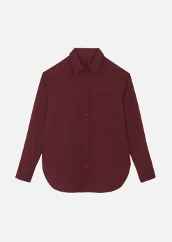 The Frankie Shop Lui Poplin Shirt Burgundy Discount