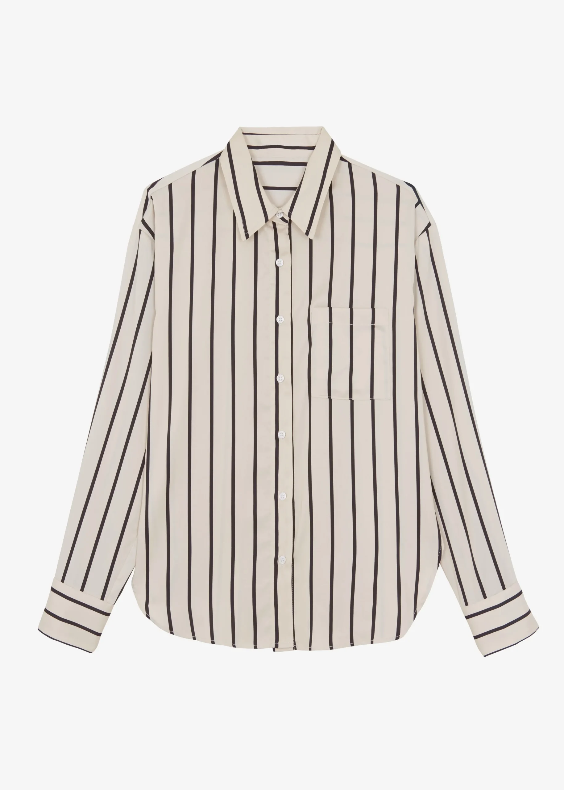 The Frankie Shop Lui Satin Shirt Black Stripe Discount