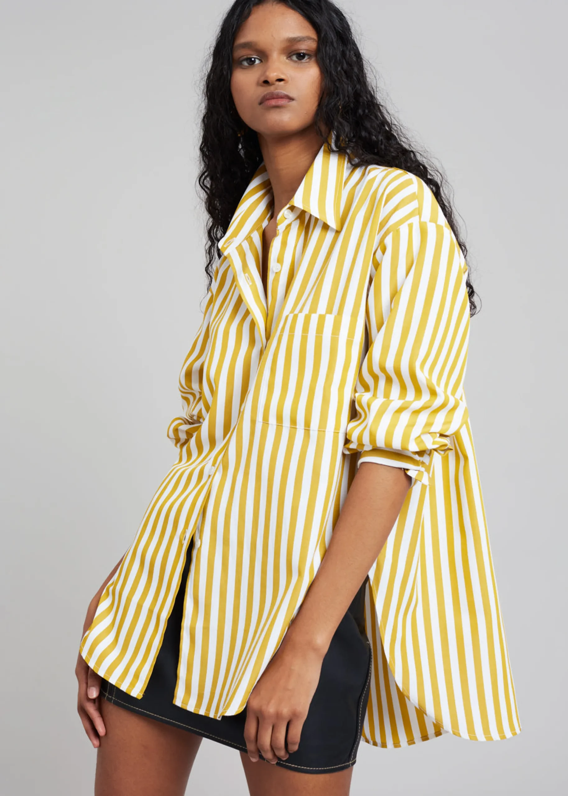 The Frankie Shop Lui Stripe Shirt Gold Yellow Outlet