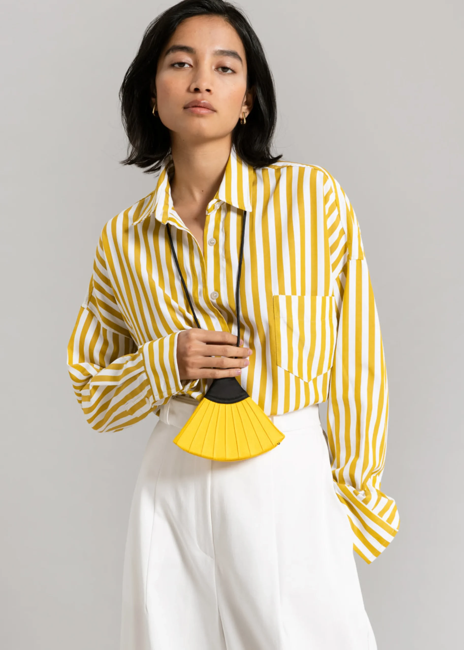 The Frankie Shop Lui Stripe Shirt Gold Yellow Outlet